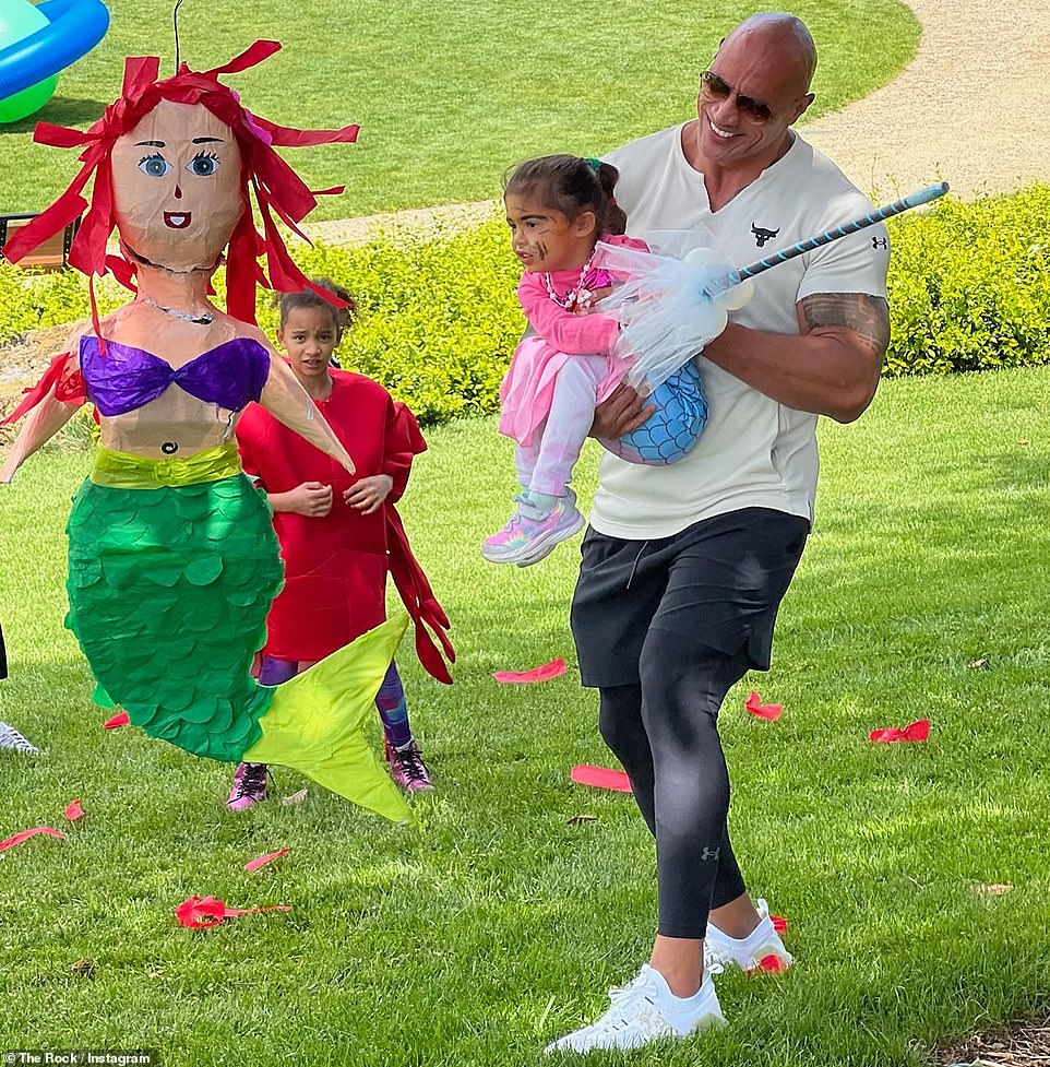 Dwayne Johnson celebrates daughter's fourth birthday with a mermaid themed party | Daily Mail Online