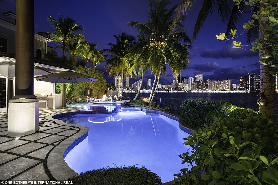 Fabulous: The property's outdoor areas are also outfitted with Khaled's impressive landscaping and plants, as well as a lagoon-style pool