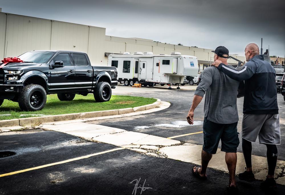The Rock Astonished Everyone By Gifting His Stuntman His Favorite Super Rare F150 6×6 Pickup Truck, Worth Millions Of Dollars, As A Surprise Gift.