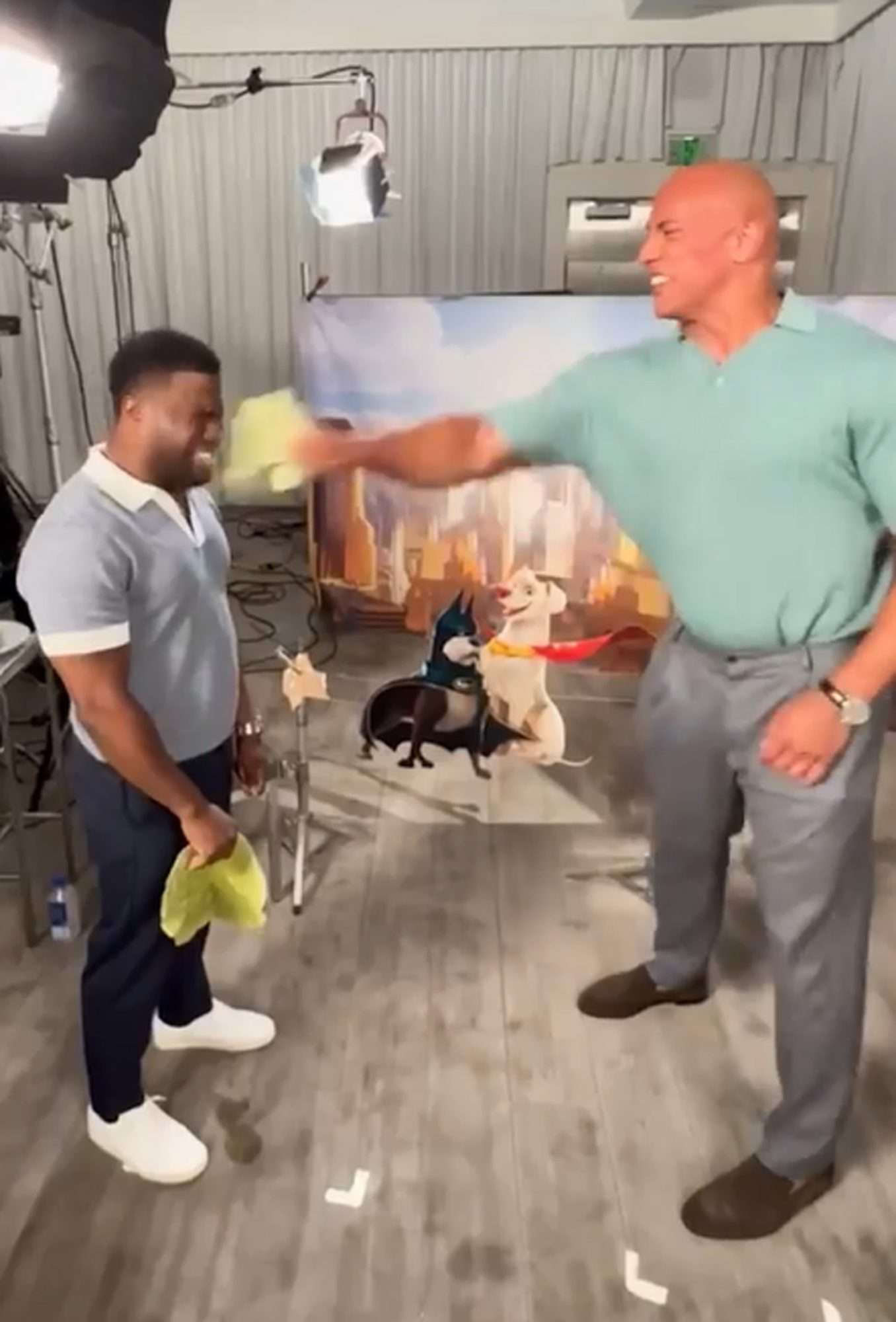 Close-up Of The Rock And Kevin Hart Slapping Each Other Doing Tiktok’s Viral Tortilla Challenge – The Rock