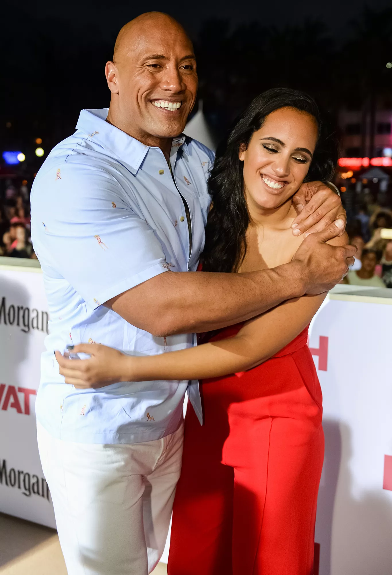 Dwayne Johnson and Simone Johnson attend Paramount Pictures' World Premiere of "Baywatch" on May 13, 2017 in Miami, Florida